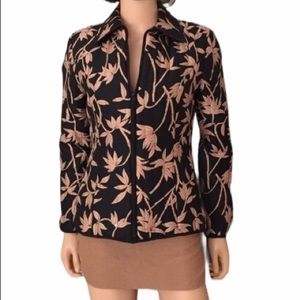 Anne Carson silk black tan floral jacket